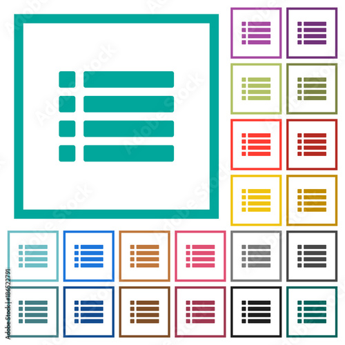 Unordered list flat color icons with quadrant frames