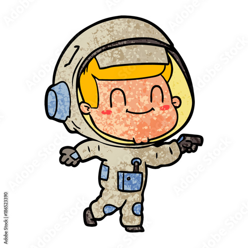 happy cartoon astronaut man