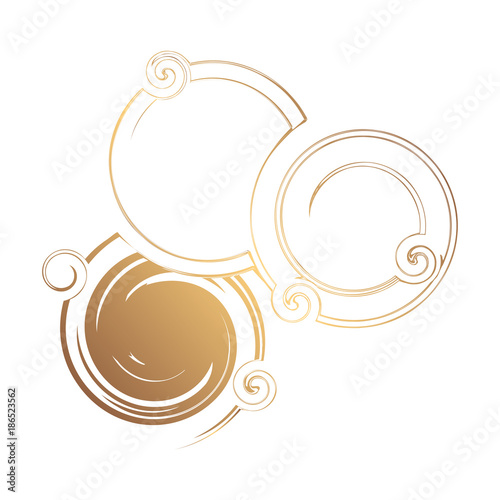 Abstract gold round template for the logo. Blobs for creating banners, design of products, posters and flyers. Twisted icon. Dynamic symbol.