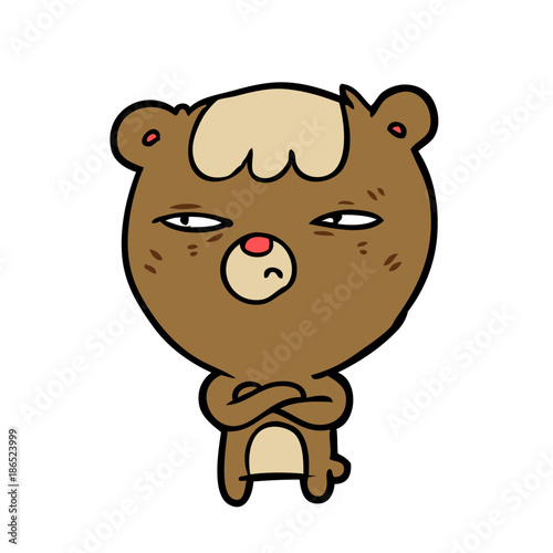 cartoon annoyed bear with arms crossed