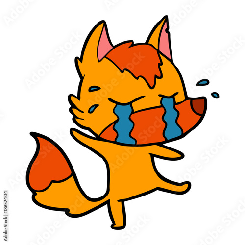 sad little fox cartoon character