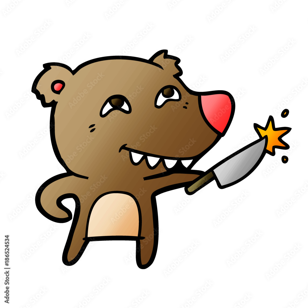 Fototapeta premium cartoon bear with sharp knife
