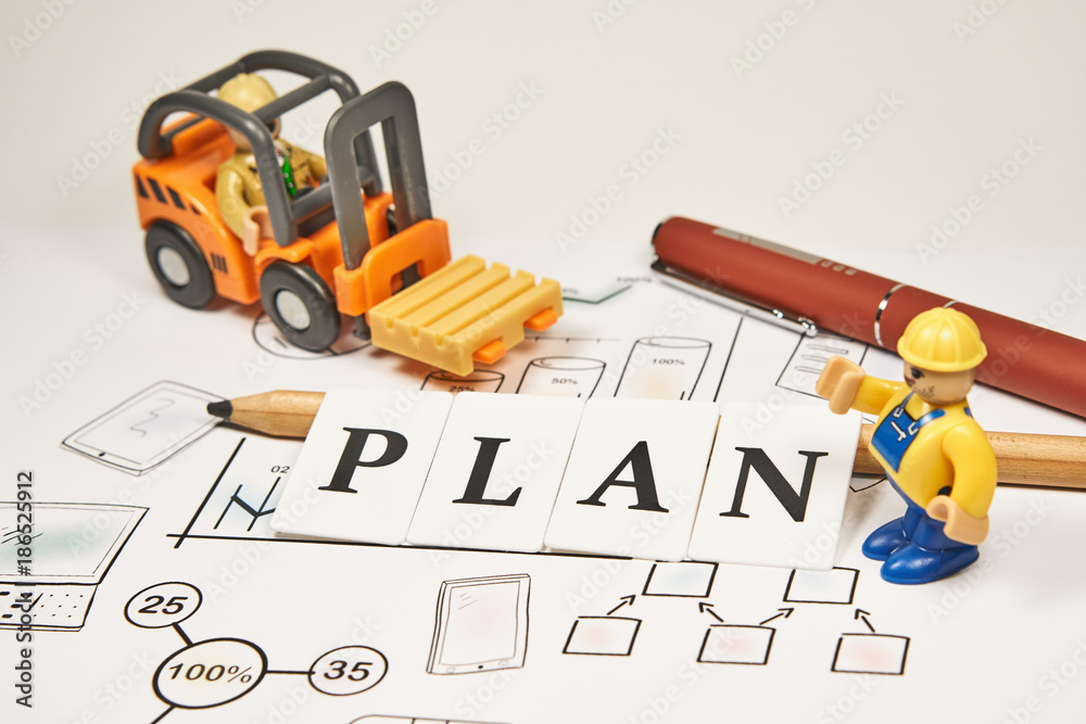 Planning and sketches of business charts with working figures Planning and sketches of business charts with working figures