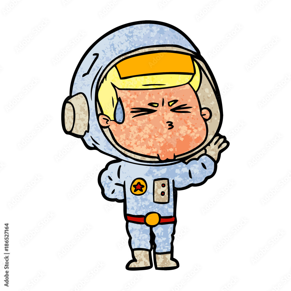 cartoon stressed astronaut