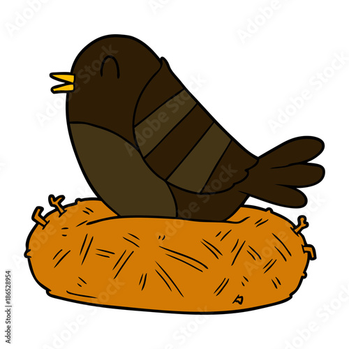 cartoon bird in nest