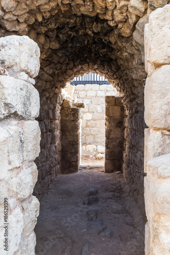 Fragment  of Monastery of St. Euthymius ruins located in Ma'ale Adumim industrial zone in Israel photo