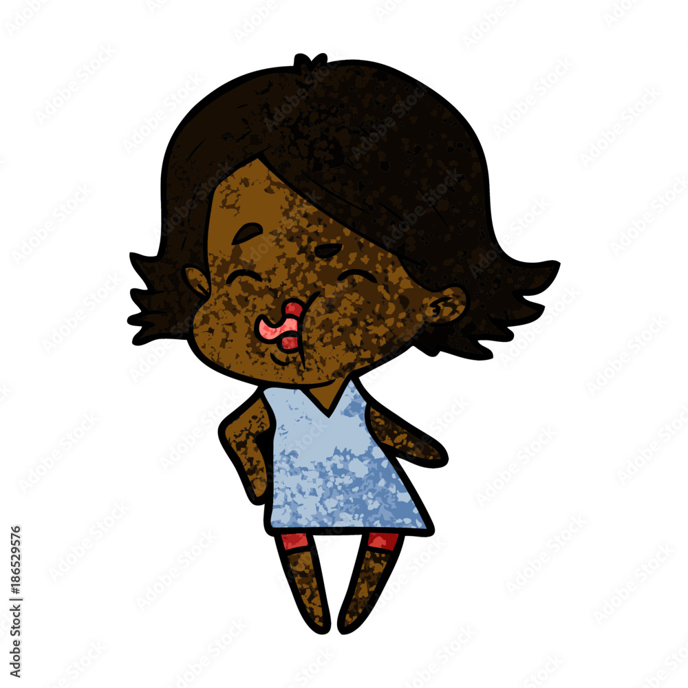 cartoon girl pulling face