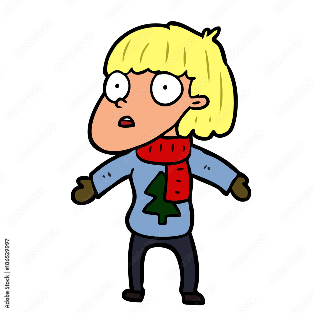 cartoon surprised christmas person cartoon surprised christmas person