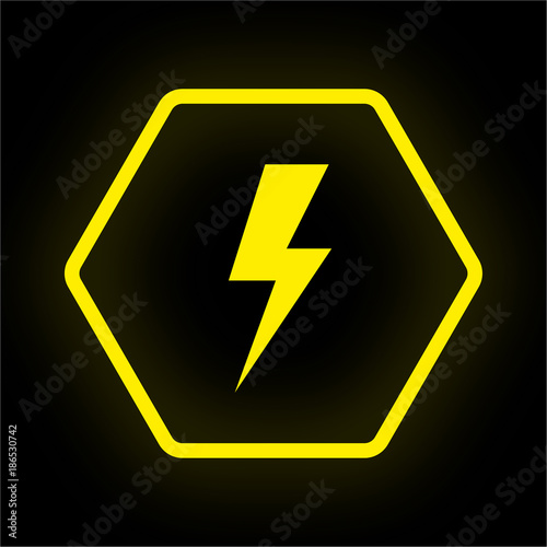 Neon Button Polygon - Blitz - Unwetter