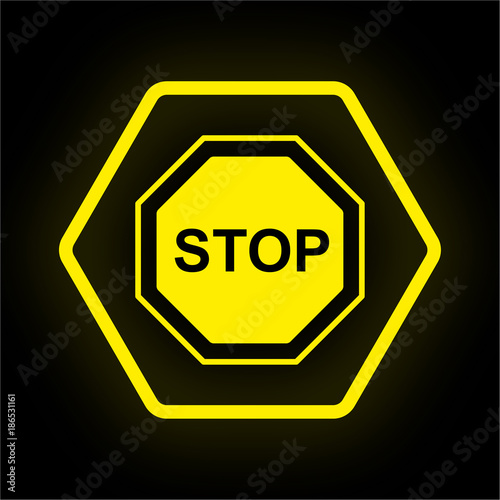 Neon Button Polygon - Stoppschild