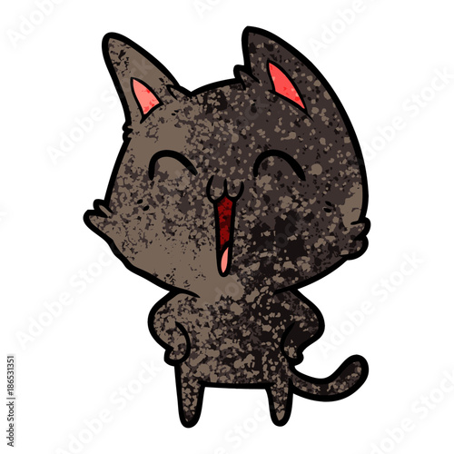 happy cartoon cat meowing