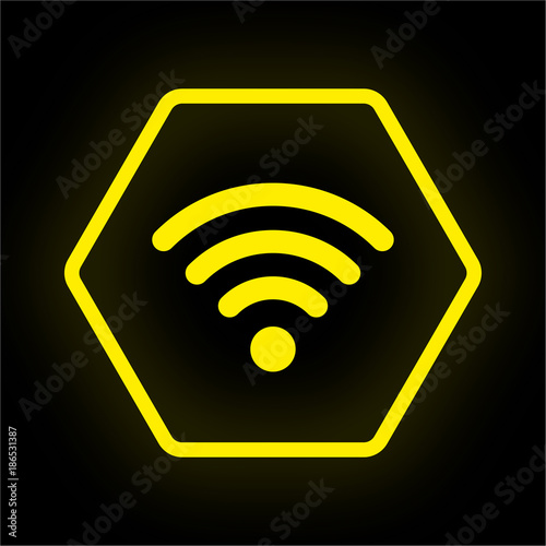 Neon Button Polygon - Wifi