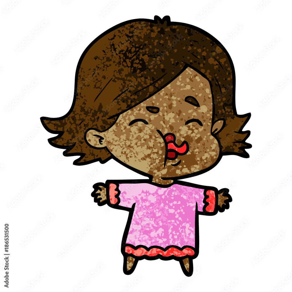 Obraz premium cartoon girl pulling face