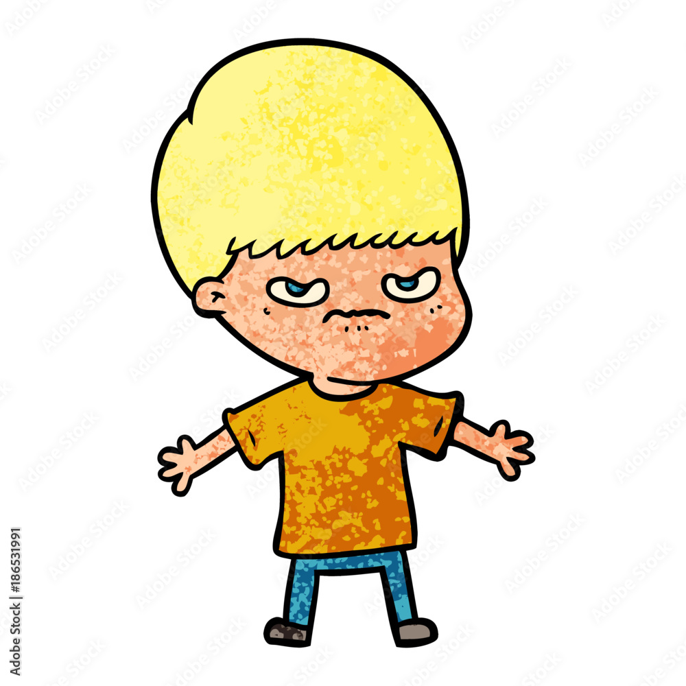 annoyed cartoon boy