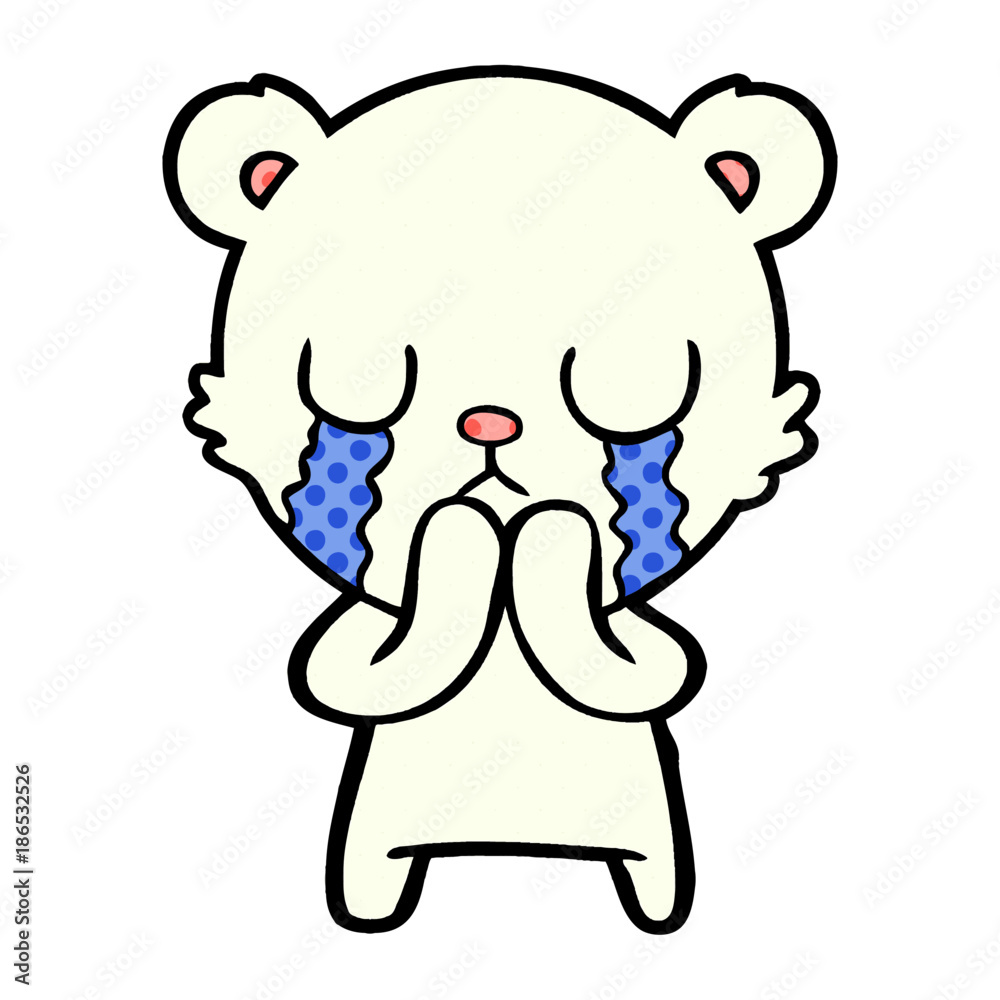 Fototapeta premium sad little polar bear cartoon