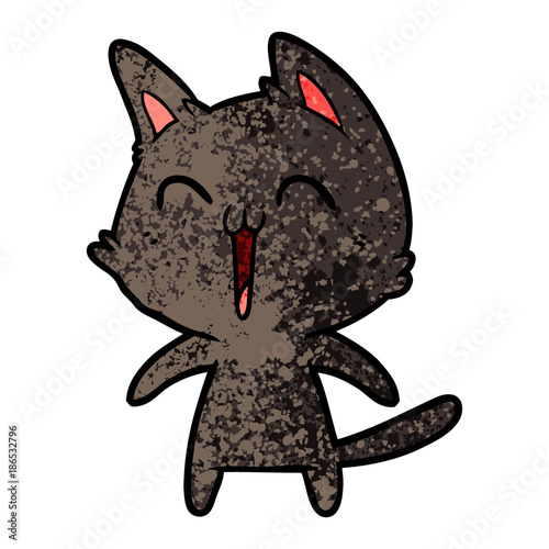 happy cartoon cat meowing