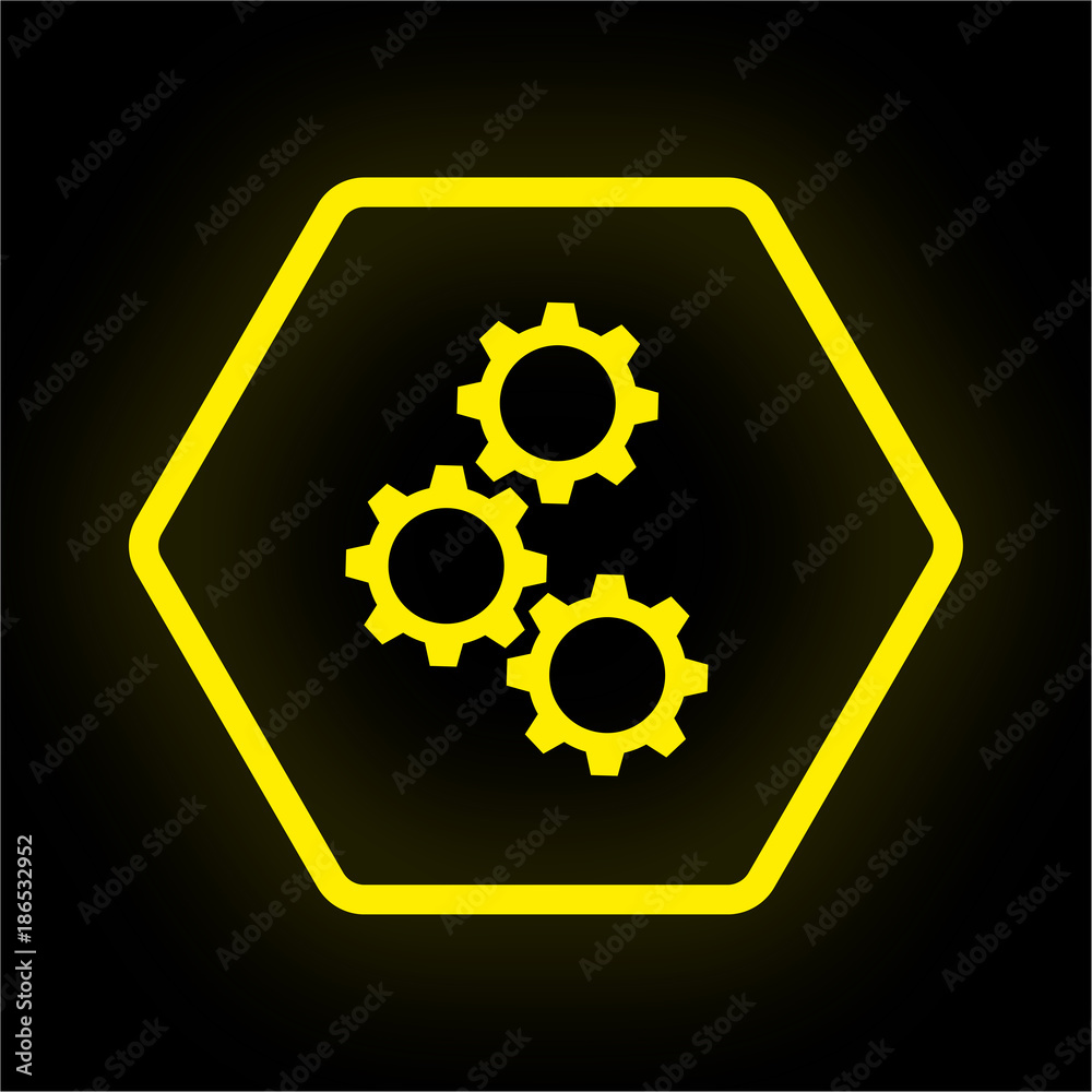 Neon Button Polygon - Zahnräder - Einstellungen Neon Button Polygon - Zahnräder - Einstellungen