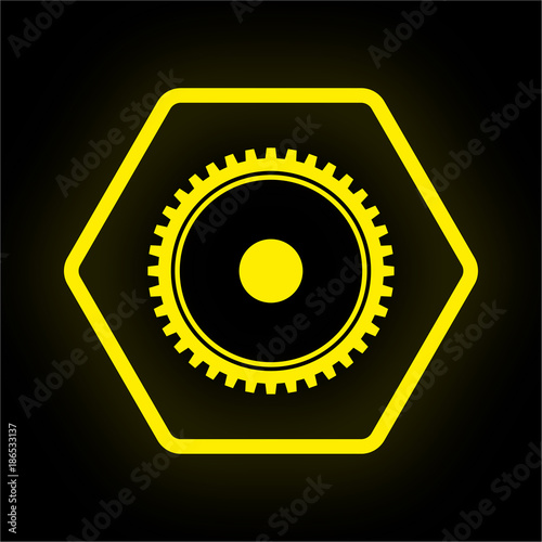 Neon Button Polygon - Zahnrad - Einstellungen