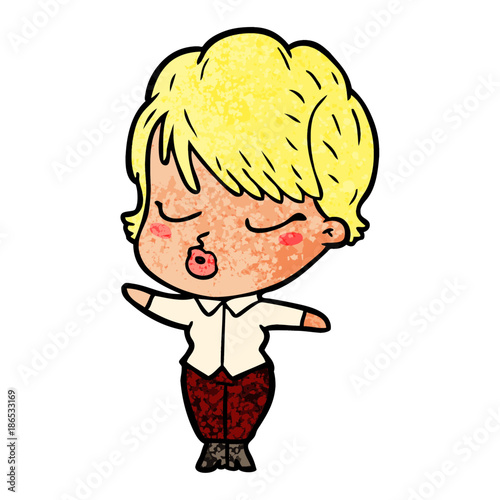 cartoon woman with eyes shut