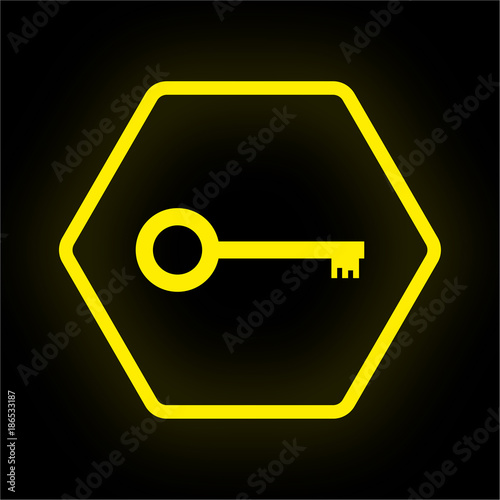 Neon Button Polygon - Schlüssel - Passwort