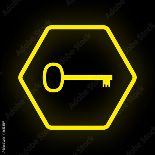 Neon Button Polygon - Schlüssel - Sicherheit