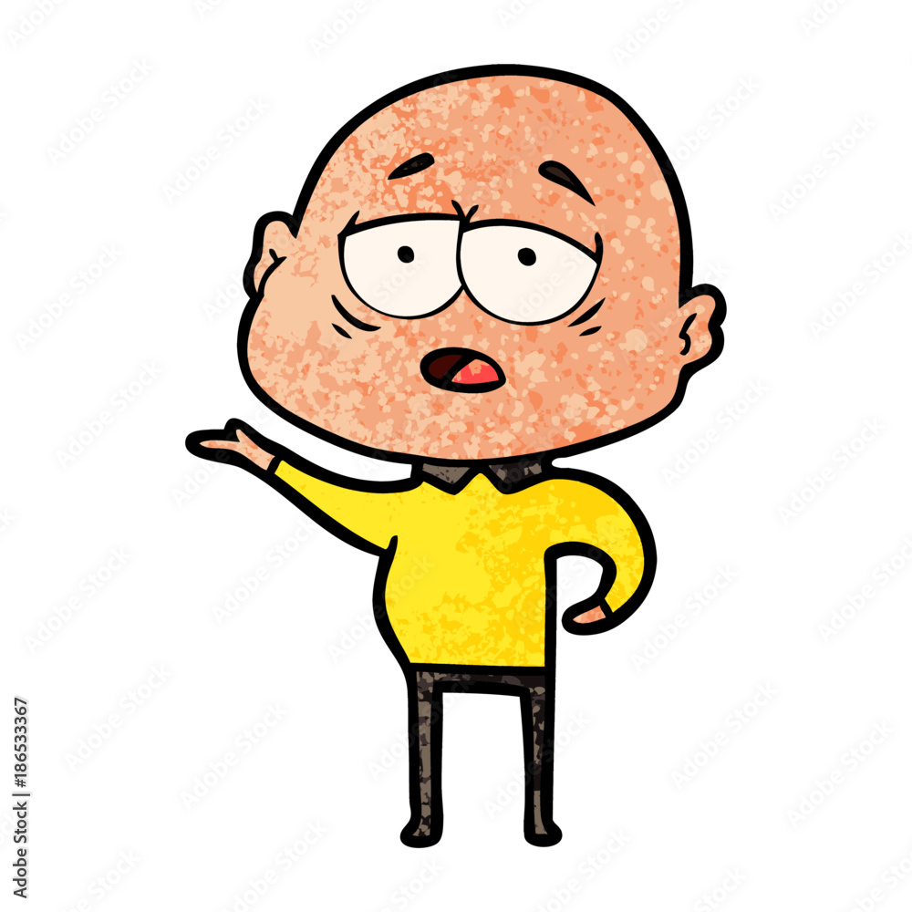 cartoon tired bald man cartoon tired bald man