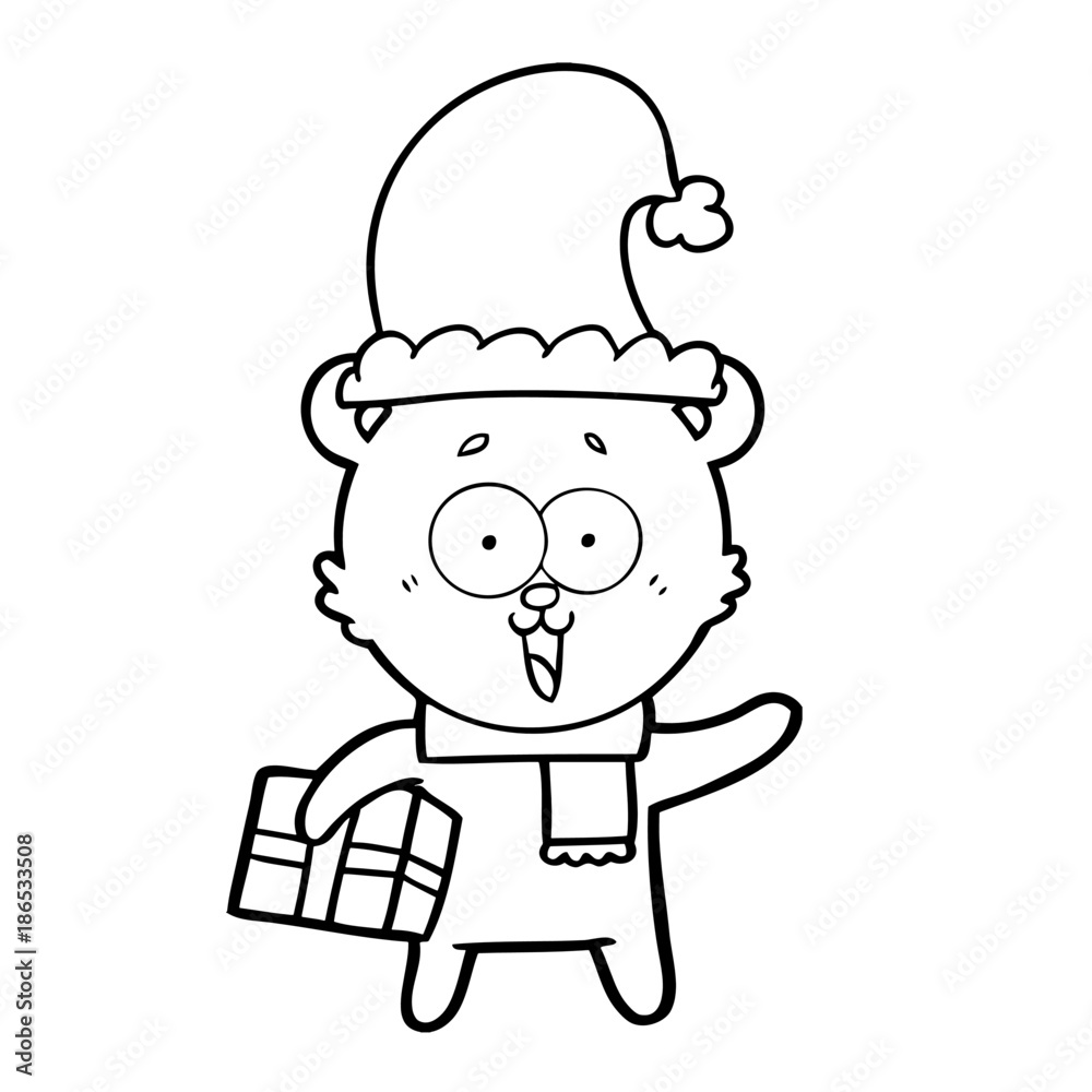 laughing teddy bear with christmas present laughing teddy bear with christmas present