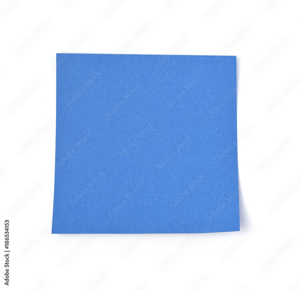 Blue post it paper note on white background Blue post it paper note on white background