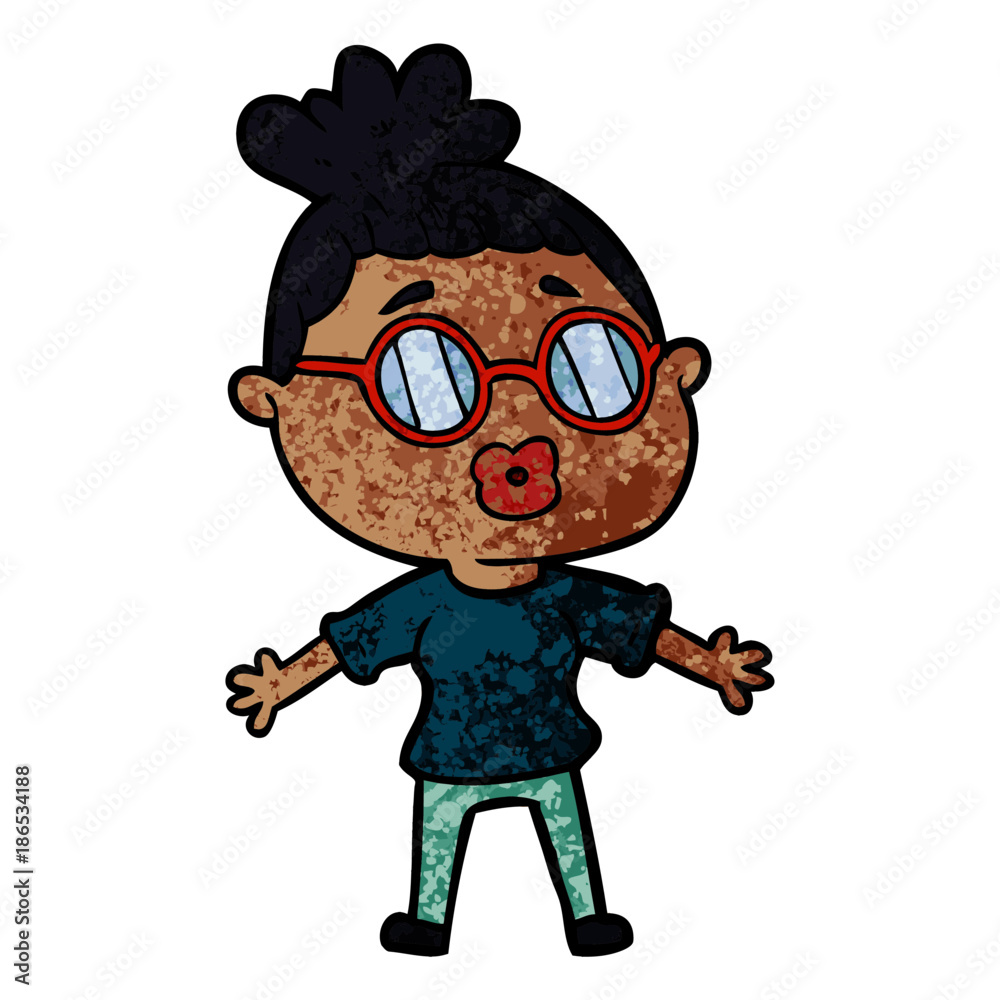 cartoon woman wearing spectacles