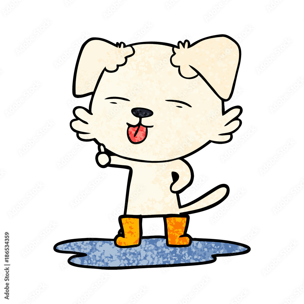cartoon dog sticking out tongue in puddle cartoon dog sticking out tongue in puddle