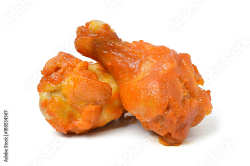 Fried chicken wings on white background