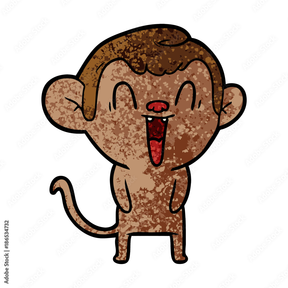 Fototapeta premium cartoon laughing monkey