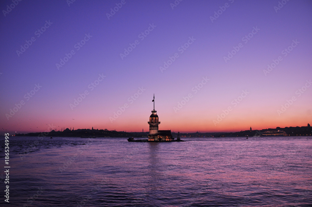 Maiden's Tower in istanbul, Turkey (KIZ KULESI - USKUDAR)