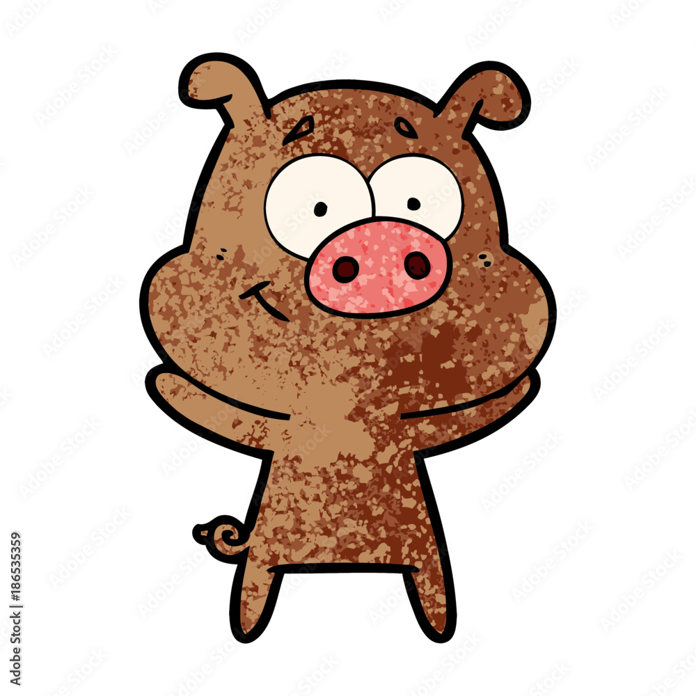 happy cartoon pig