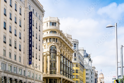 MADRID, SPAIN - April 20, 2017: street view of downtown madrid, The city has a population of almost 3.2 million