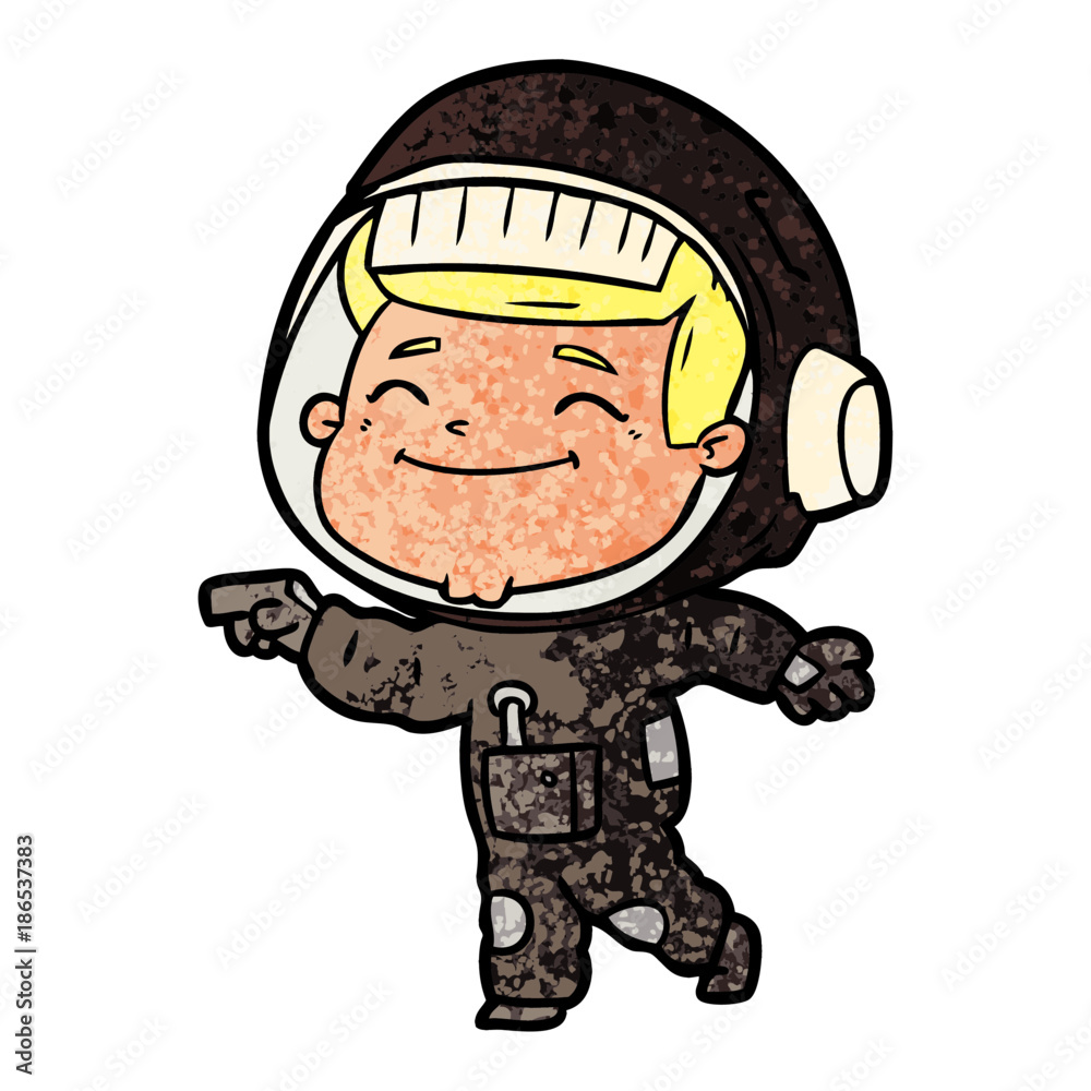 happy cartoon astronaut