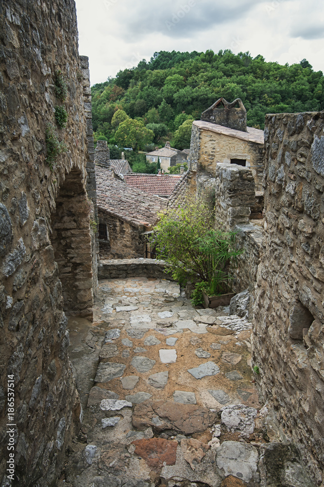 Top view of the rooftops of the village Saint Montan