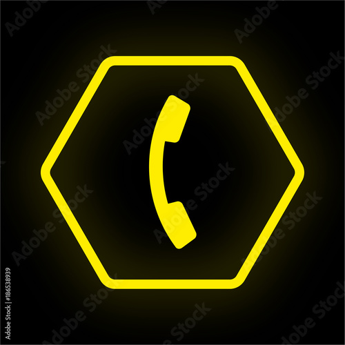 Neon Button Polygon - Telefon - Hotline