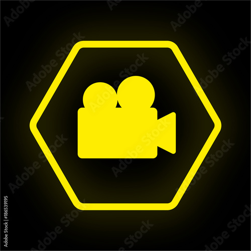 Neon Button Polygon - Filmkamera