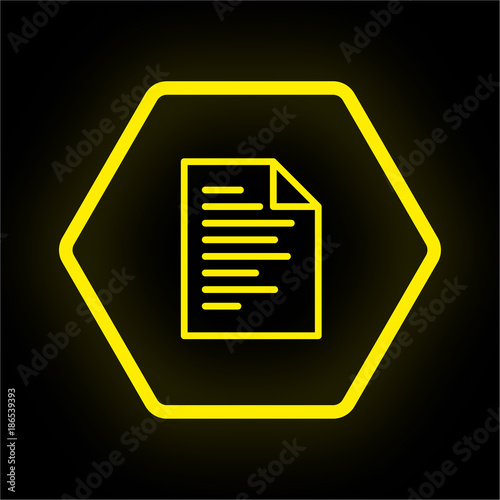Neon Button Polygon - Dokument mit Text
