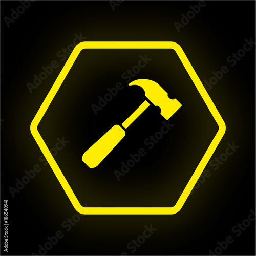 Neon Button Polygon - Hammer - Reparatur