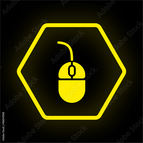 Neon Button Polygon - Computermaus