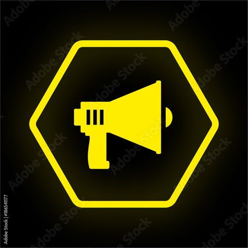 Neon Button Polygon - Megaphon