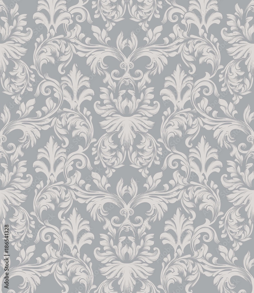 Fototapeta premium Vector Baroque ornament pattern background. Vintage handmade rich decor fabric textures