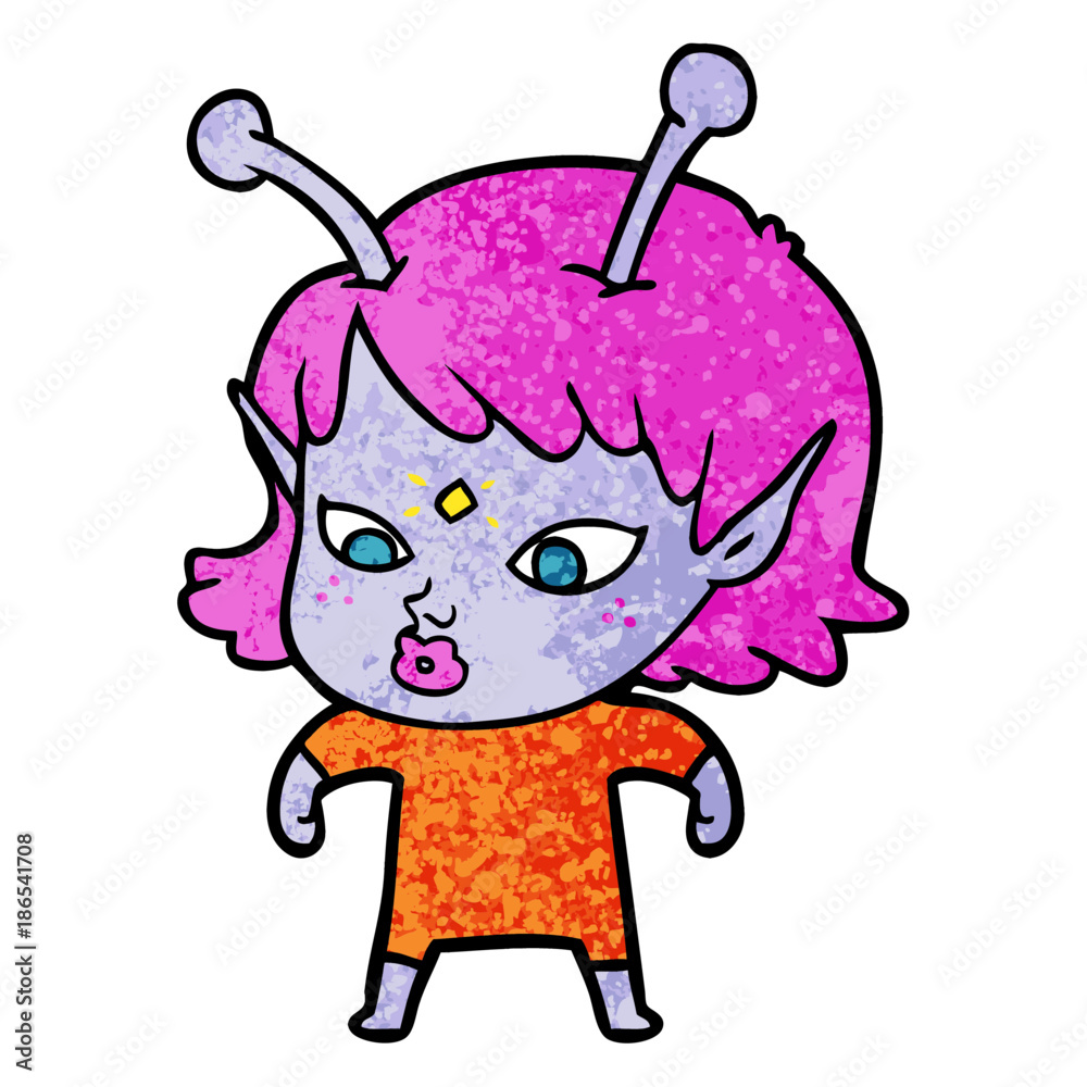 pretty cartoon alien girl pretty cartoon alien girl