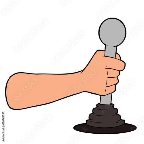 cartoon hand pulling lever