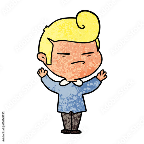 cartoon cool guy with fashion hair cut