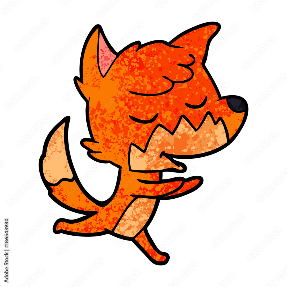 friendly cartoon fox running