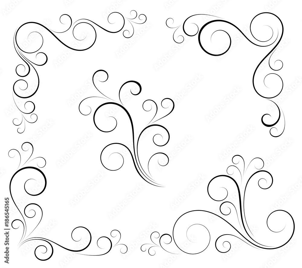 Black and white vectore curl florish vignette Black and white vectore curl florish vignette