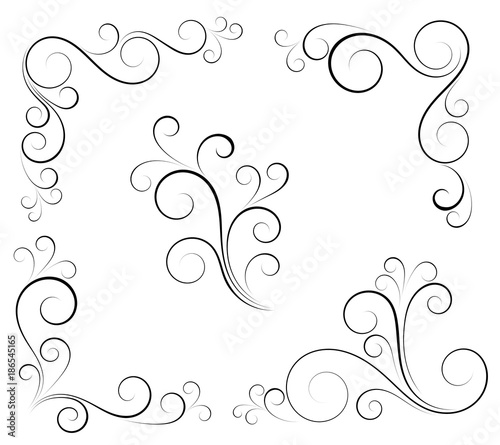 Black and white vectore curl florish vignette